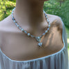 Silver Vintage Bridal Necklace - Swarovski Pearls & Crystals, CZ Heart Pendant, Victorian Wedding Jewelry