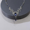 Vintage Sterling Silver Tanzanite Crystal Necklace made with Swarovski Crystals, Elven Jewelry, Eloquent formal jewelry, Bridal Jewelry