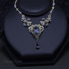 Vintage Sterling Silver Tanzanite Crystal Necklace made with Swarovski Crystals, Elven Jewelry, Eloquent formal jewelry, Bridal Jewelry