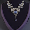 Vintage Sterling Silver Tanzanite Crystal Necklace made with Swarovski Crystals, Elven Jewelry, Eloquent formal jewelry, Bridal Jewelry