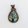 Wire Wrapped Labradorite Moonstone Pendant Necklace with Tree of Life Design