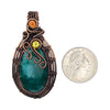 Faceted Emerald Green Beryl Wire Wrapped Agate Stone Pendant with CZ crystal accents, Wire Wrapped Jewelry