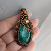 Faceted Emerald Green Beryl Wire Wrapped Agate Stone Pendant with CZ crystal accents, Wire Wrapped Jewelry