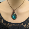 Faceted Emerald Green Beryl Wire Wrapped Agate Stone Pendant with CZ crystal accents, Wire Wrapped Jewelry