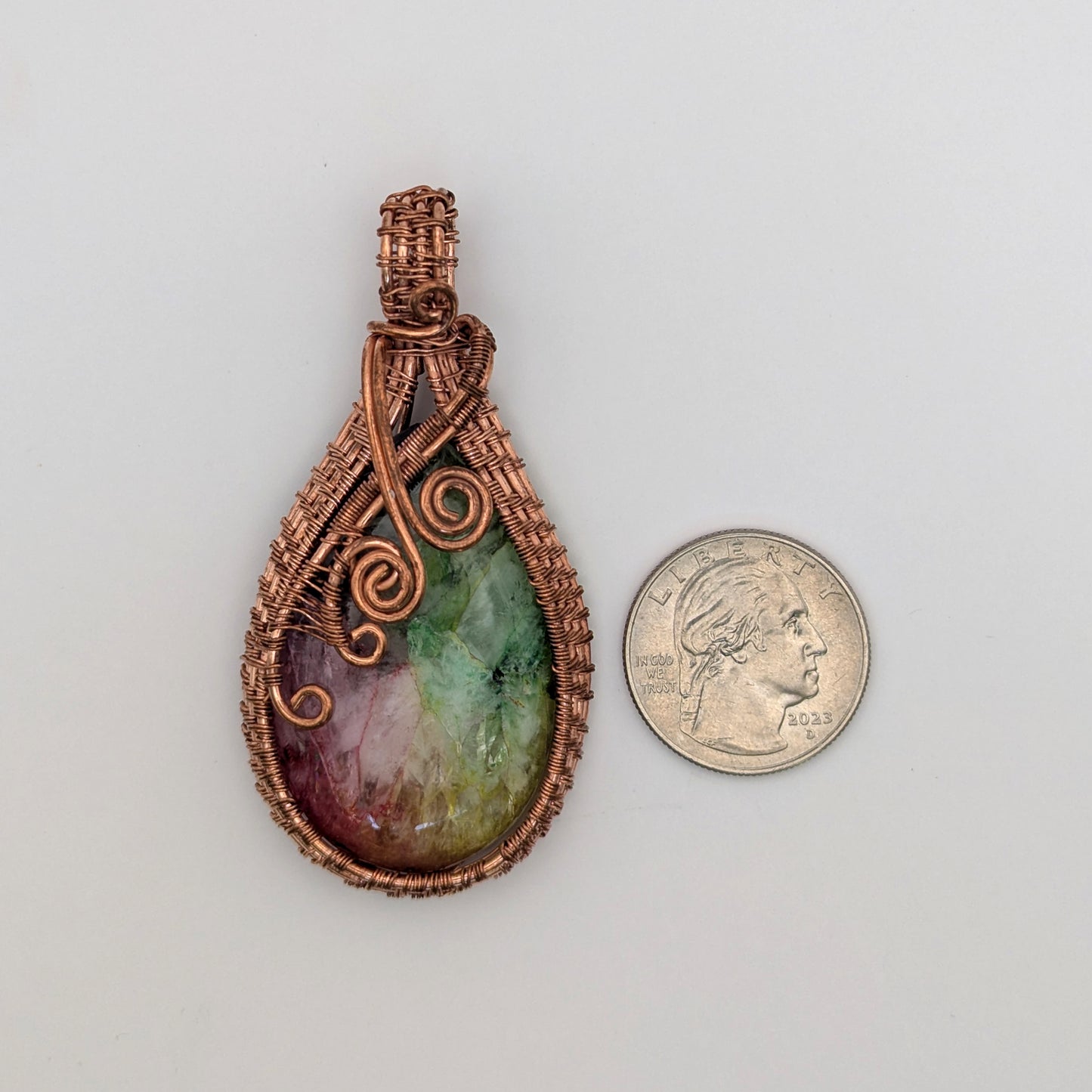 Wire Wrapped Rainbow Solar Quartz Pendant Necklace