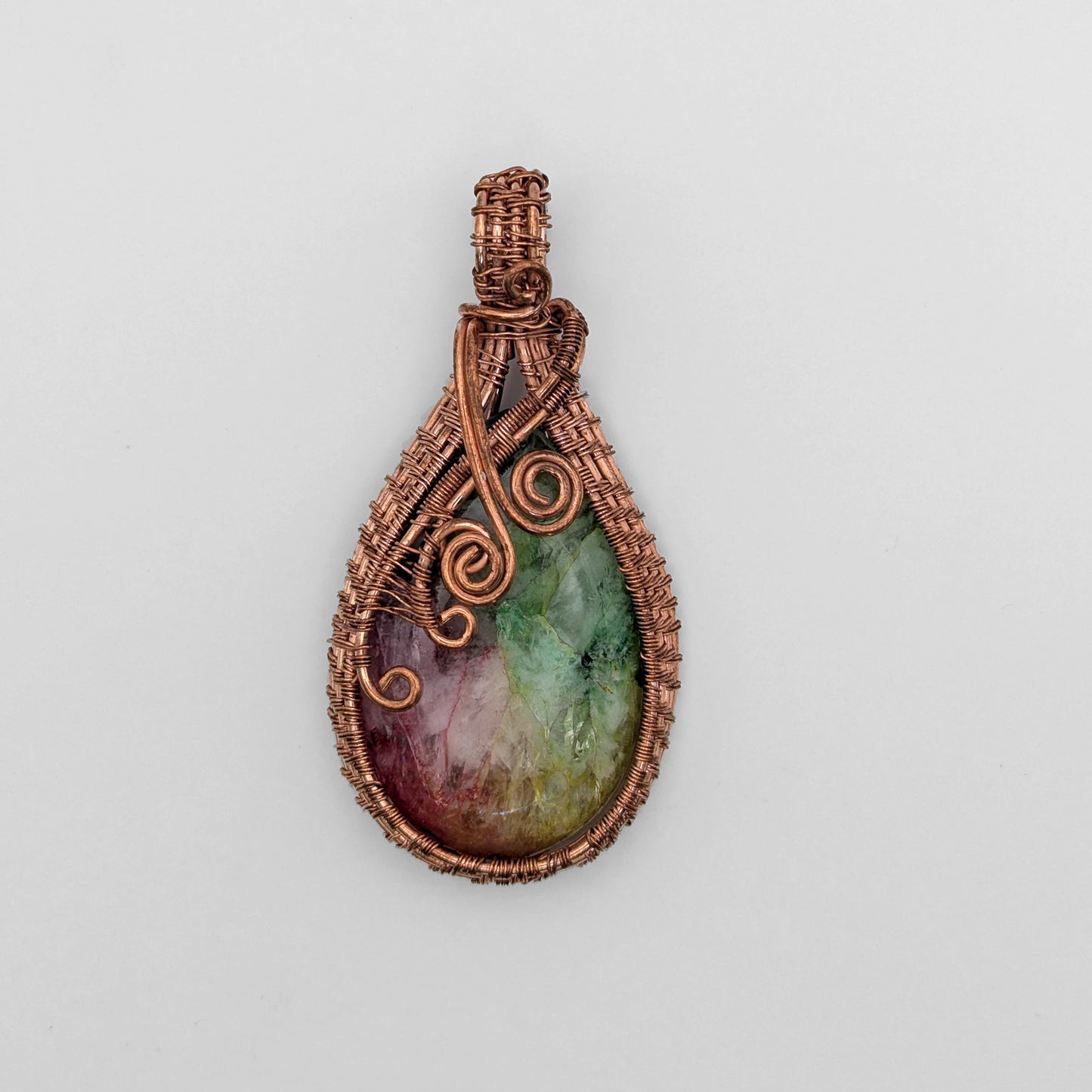 Wire Wrapped Rainbow Solar Quartz Pendant Necklace