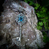 Sterling Silver Aquamarine Elven Floral Fantasy Key Necklace made with Swarovski crystals, Fantasy Jewelry, Magical Jewelry
