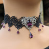 Vintage Amethyst Choker Necklace made with Swarovski Crystals, Gothic Jewelry, Dark Fantasy Necklace