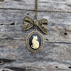 Vintage Cat Cameo Necklace and Earring Set, Cat Jewelry, Vintage Jewelry