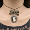 Vintage Cat Cameo Necklace and Earring Set, Cat Jewelry, Vintage Jewelry