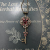 Elven floral bronze fantasy key necklace made with Scarlet Swarovski crystals.  Fantasy jewelry gift.
