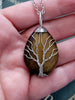 Natural Tiger's Eye Tree of Life Wire Wrapped Stone Necklace, Hippie Jewelry, Healing Stone Jewelry, Tiger Eye Jewelry, Chakra Jewelry