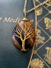 Natural Tiger's Eye Tree of Life Wire Wrapped Stone Necklace, Hippie Jewelry, Healing Stone Jewelry, Tiger Eye Jewelry, Chakra Jewelry