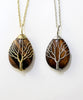 Natural Tiger's Eye Tree of Life Wire Wrapped Stone Necklace, Hippie Jewelry, Healing Stone Jewelry, Tiger Eye Jewelry, Chakra Jewelry