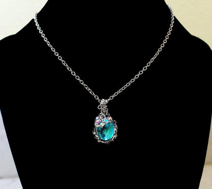 Nature inspired Moonstone replica elven necklace with leaves and rhinestones.  Elven jewelry