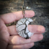 Mystic Crescent Moon Clear Quartz Crystal Wire Wrapped Necklace, Tree of Life Jewelry, Gothic Jewelry, Hippie Jewelry, Celestial Jewelry