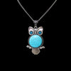 Silver Owl Pendant Necklace with natural Turquoise stone.  Owl jewelry gift.