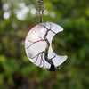 Mystic Crescent Moon Clear Quartz Crystal Wire Wrapped Necklace, Tree of Life Jewelry, Gothic Jewelry, Hippie Jewelry, Celestial Jewelry