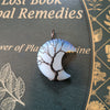 Mystical Wire Wrapped Blue Crescent Moon Stone Necklace, Hippie Jewelry, Tree of Life Jewelry, Celestial Jewelry, Moon Jewelry