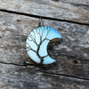 Mystical Wire Wrapped Blue Crescent Moon Stone Necklace, Hippie Jewelry, Tree of Life Jewelry, Celestial Jewelry, Moon Jewelry
