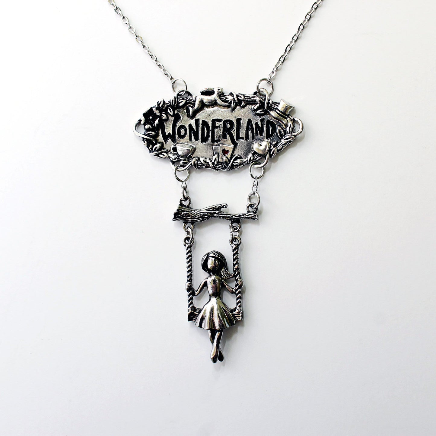 Swinging Alice in Wonderland Necklace, Alice in Wonderland Jewelry, Fantasy Jewelry, Disney Jewelry