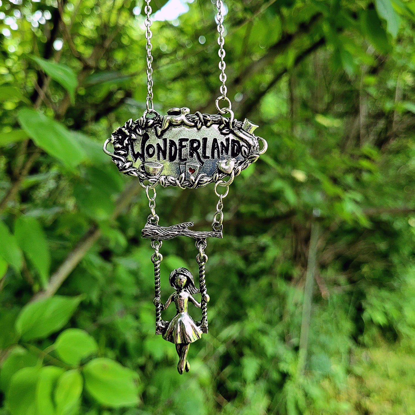 Swinging Alice in Wonderland Necklace, Alice in Wonderland Jewelry, Fantasy Jewelry, Disney Jewelry
