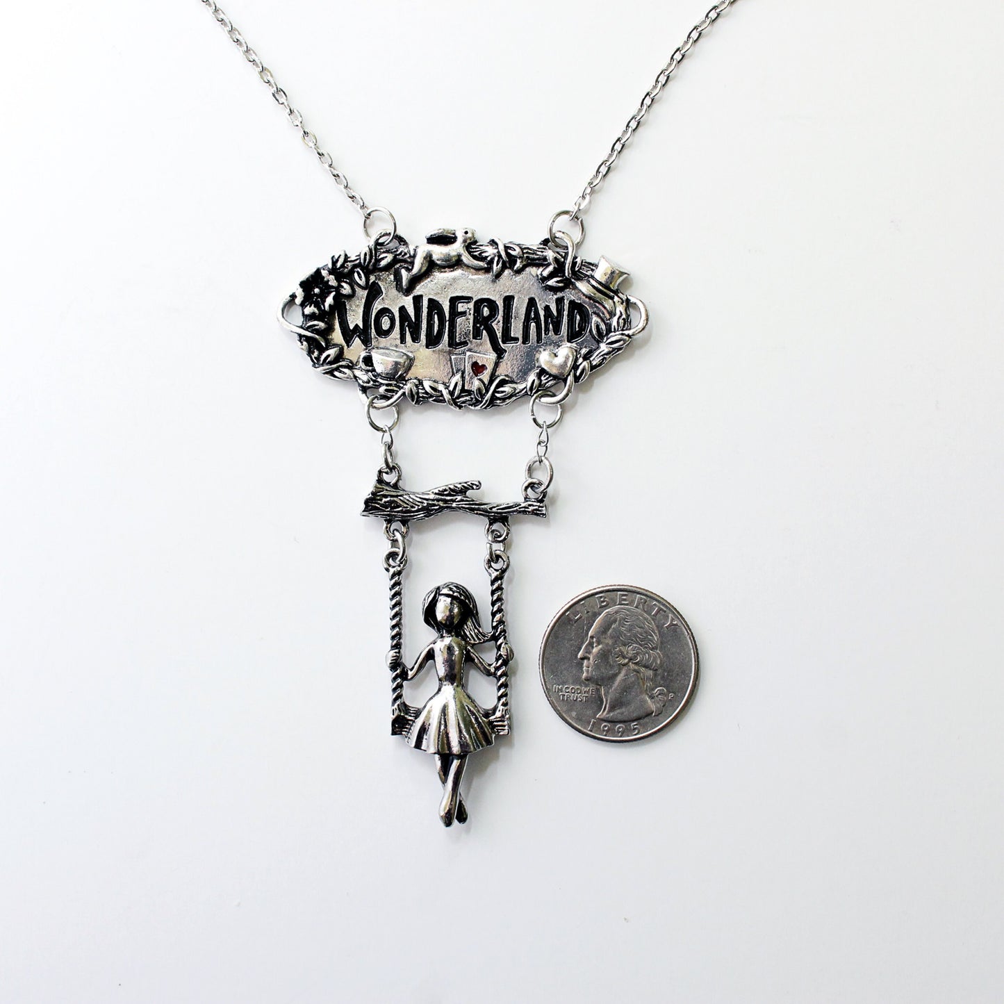 Swinging Alice in Wonderland Necklace, Alice in Wonderland Jewelry, Fantasy Jewelry, Disney Jewelry