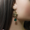 Bumblebee dangle earrings in gold and silver with Emerald and Turquoise Crystals, Bumblebee jewelry, Nature Jewelry, Hippie Jewelry