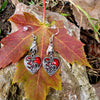 Bat Earrings with Red Hearts, Halloween Jewelry, Bat Jewelry, Halloween Earrings