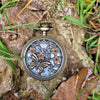 Butterfly Pocket Watch Necklace with Red Swarovski Rhinestones, Butterfly Jewelry