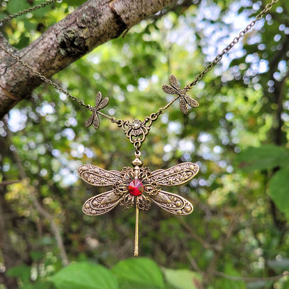 Brass Dragonfly Necklace, Dragonfly Jewelry, Gift for Dragonfly Lovers