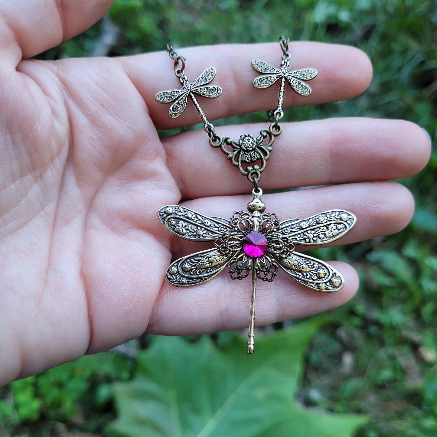 Brass Dragonfly Necklace, Dragonfly Jewelry, Gift for Dragonfly Lovers
