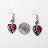 Bat Earrings with Red Hearts, Halloween Jewelry, Bat Jewelry, Halloween Earrings