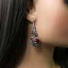 Bat Earrings with Red Hearts, Halloween Jewelry, Bat Jewelry, Halloween Earrings