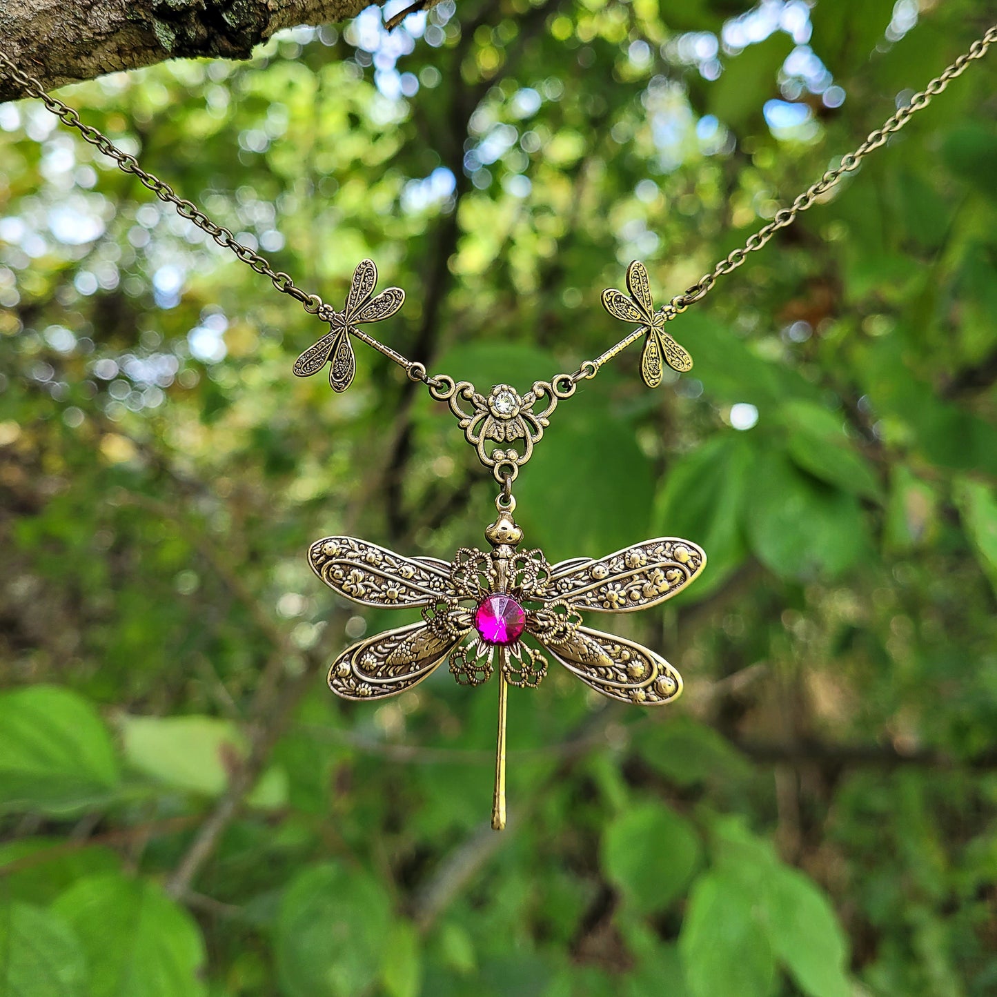 Brass Dragonfly Necklace, Dragonfly Jewelry, Gift for Dragonfly Lovers