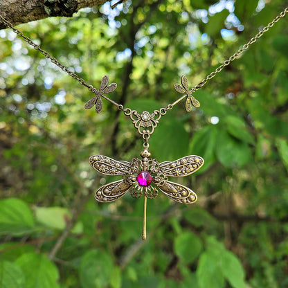 Brass Dragonfly Necklace, Dragonfly Jewelry, Gift for Dragonfly Lovers