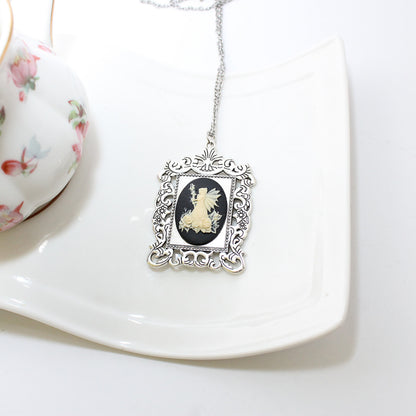 Fairy Cameo Necklace in Silver or Bronze, Fairy Jewelry, Fantasy Jewelry