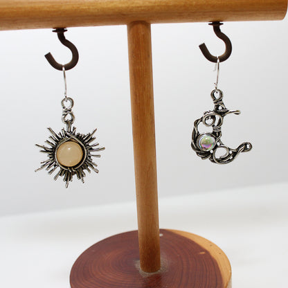 Sun and Moon Earrings, Hippie Jewelry, Bohemian Drop Earrings