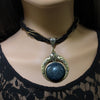 Green, Blue and Black Beaded Moon Necklaces, Beaded Jewelry, Bohoe Jewelry, Bohemian Necklace