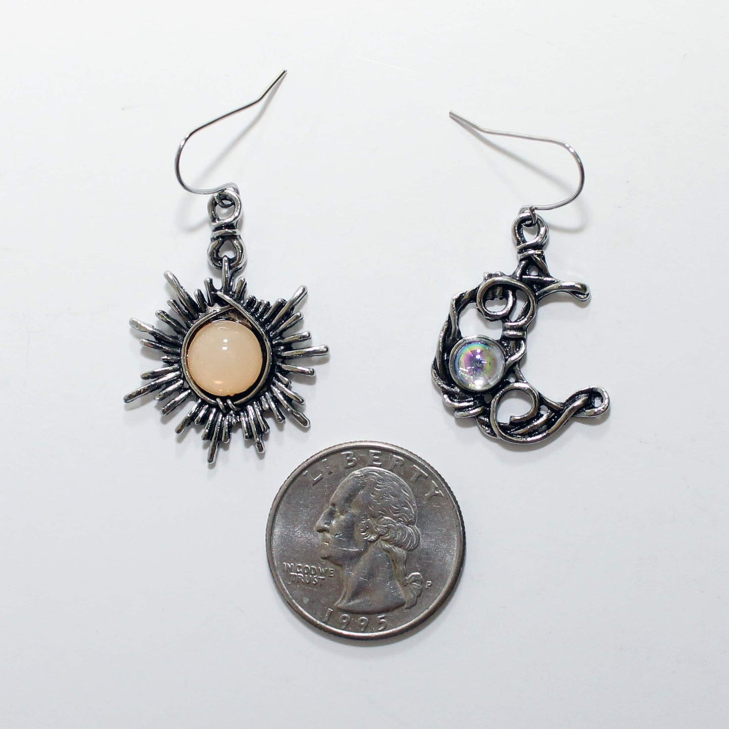 Sun and Moon Earrings, Hippie Jewelry, Bohemian Drop Earrings
