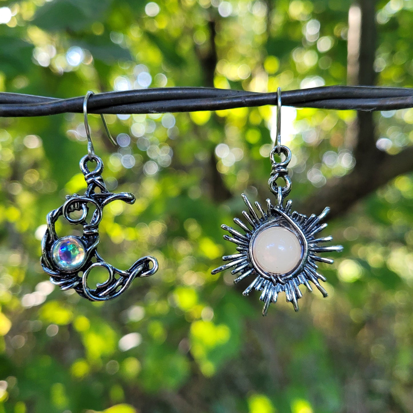 Sun and Moon Earrings, Hippie Jewelry, Bohemian Drop Earrings