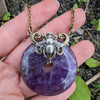 Amethyst Donut stone shaped necklace with sterling silver bumblebee.  Great gift for bee lovers!