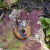 Natural Tiger's Eye Donut Shaped Agate Stone Necklace with Sterling Silver Bumble Bee