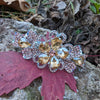 Gold Rhinestone Flower Hair Bar Barrette, Gold Hair Clip, Crystal Hair Jewelry