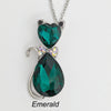 Stylish Crystal Cat Necklace with Many Color Options, Cat Jewelry, Cat Pendant