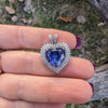 Sterling Silver Tanzanite Heart Necklace with Cubic Zirconia Stones.
