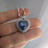 Sterling Silver Tanzanite Heart Necklace with Cubic Zirconia Stones.