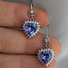 Sterling Silver Tanzanite Heart Earrings with Cubic Zirconia Stones.