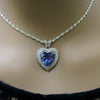 Sterling Silver Tanzanite Heart Necklace with Cubic Zirconia Stones.